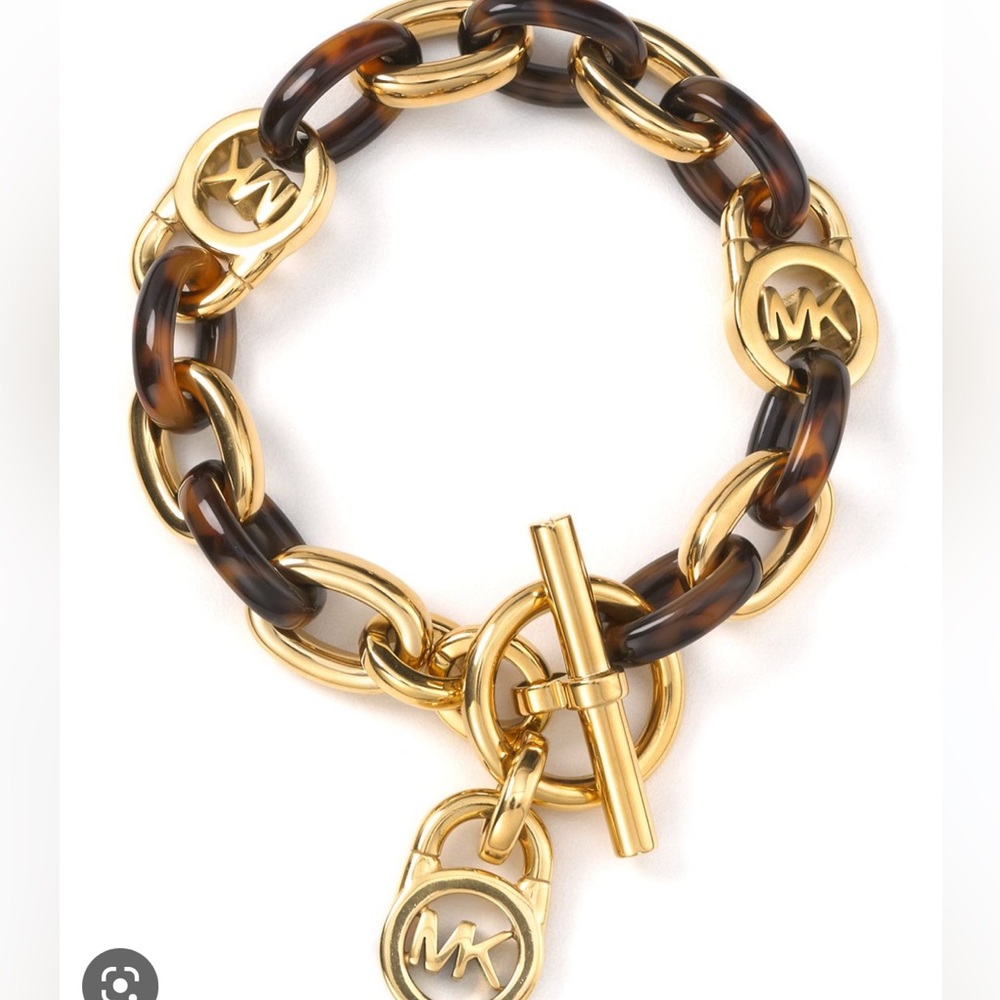 🔒Michael Kors Tortoise and Gold Lock Chain MK Bracelet